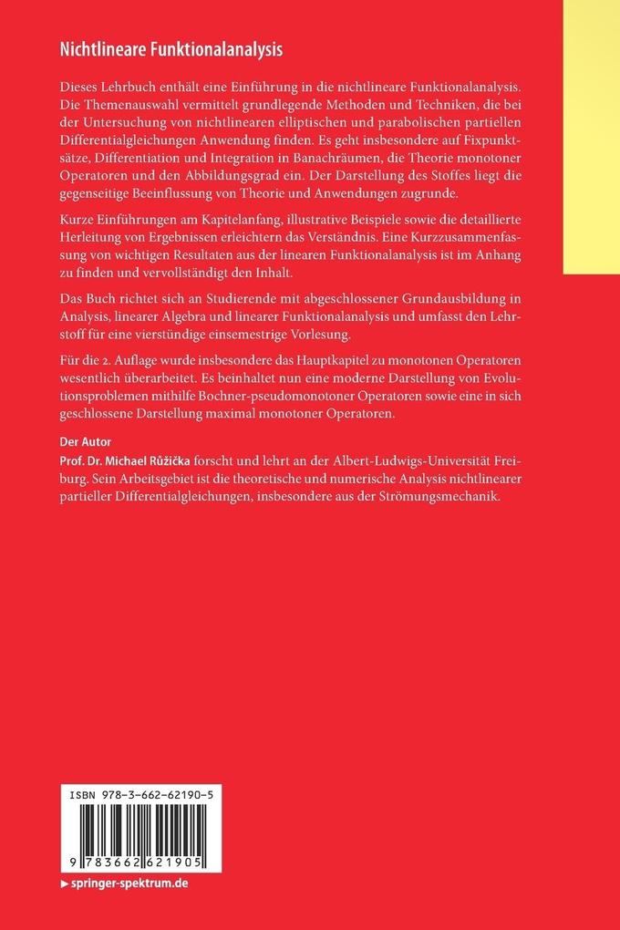 Weitere Ansicht: Nichtlineare Funktionalanalysis | Michael Rika, Michael Ruzicka, Michael Ržika