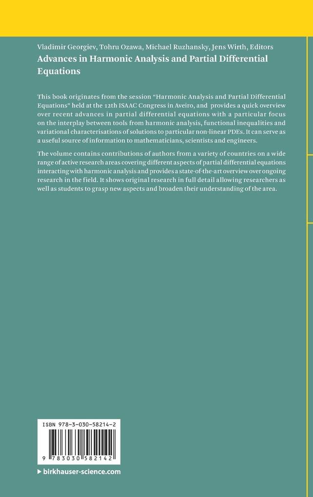 Weitere Ansicht: Advances in Harmonic Analysis and Partial Differential Equations