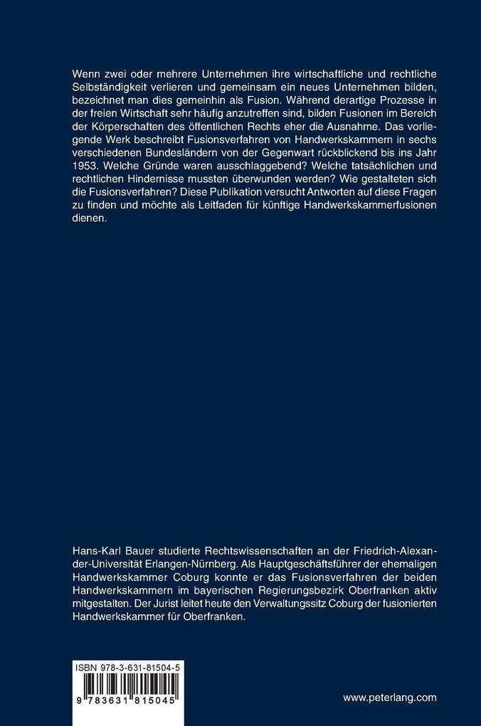 Weitere Ansicht: Das Zusammenwachsen von Handwerkskammern in Deutschland | Hans-Karl Bauer