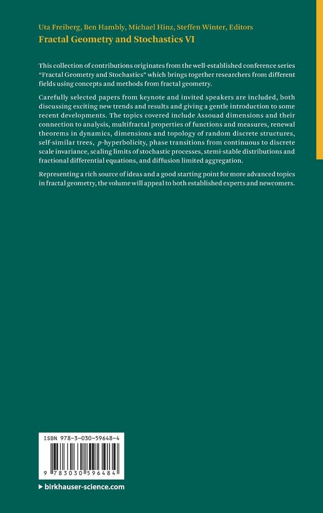 Weitere Ansicht: Fractal Geometry and Stochastics VI