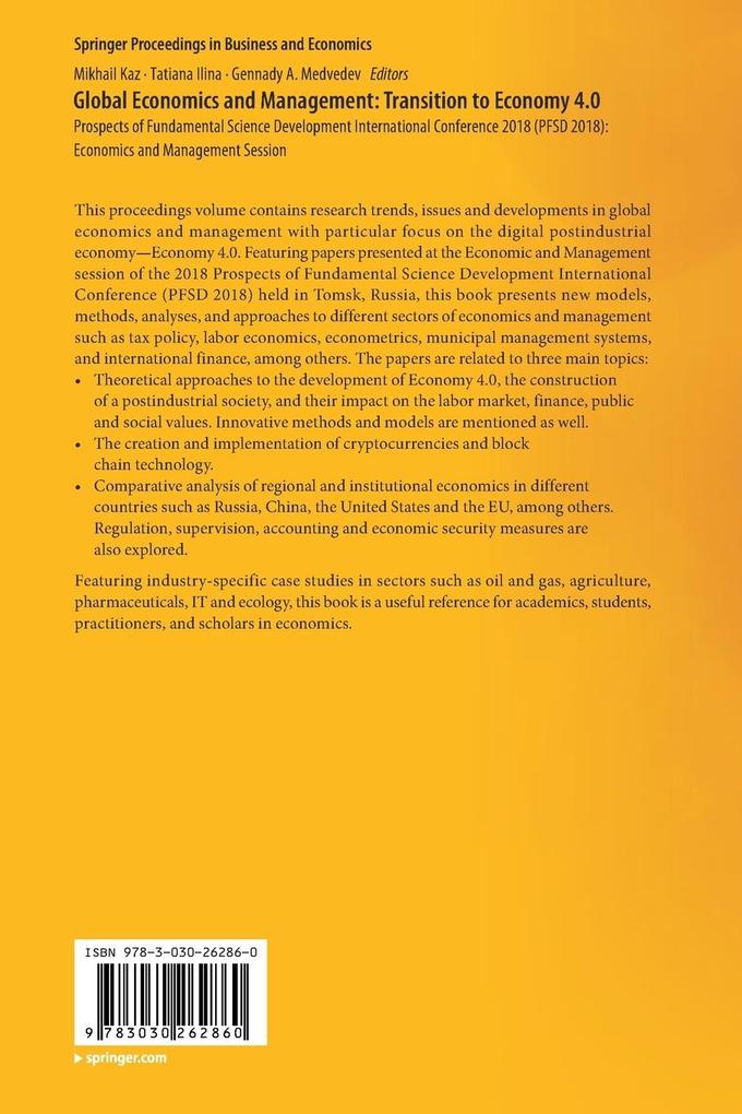 Weitere Ansicht: Global Economics and Management: Transition to Economy 4.0