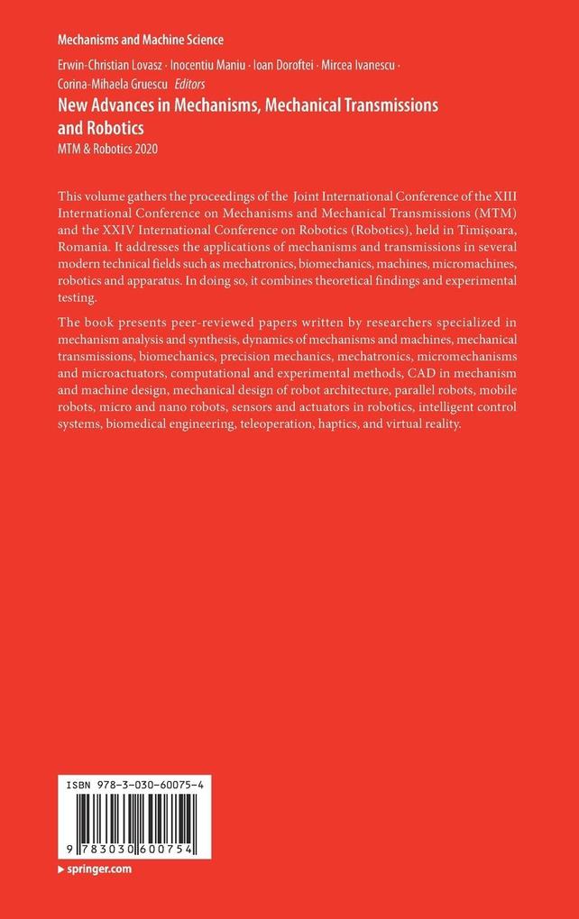 Weitere Ansicht: New Advances in Mechanisms, Mechanical Transmissions and Robotics