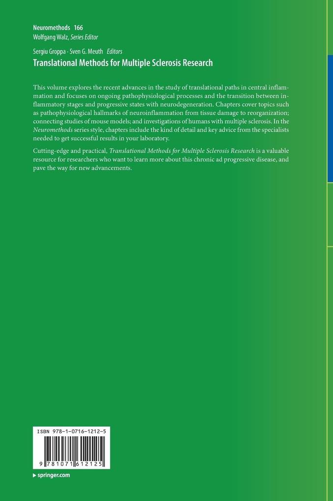 Weitere Ansicht: Translational Methods for Multiple Sclerosis Research