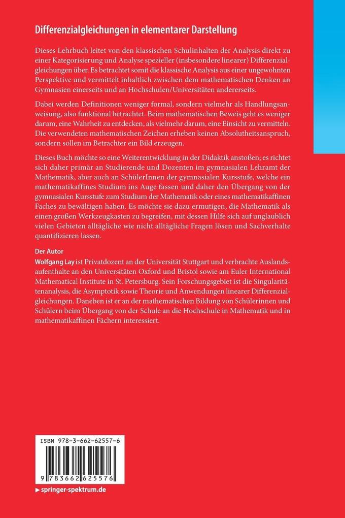 Weitere Ansicht: Differenzialgleichungen in elementarer Darstellung | Wolfgang Lay