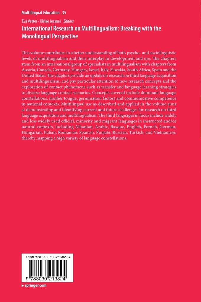 Weitere Ansicht: International Research on Multilingualism: Breaking with the Monolingual Perspective