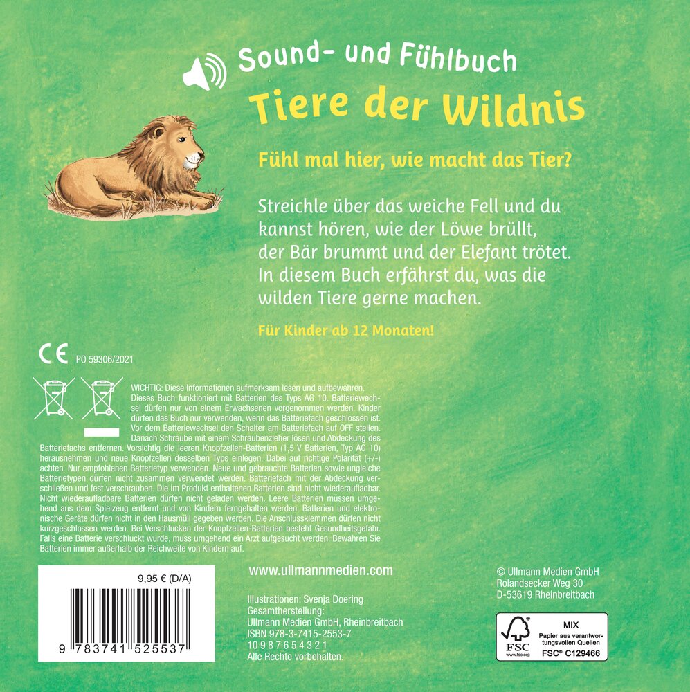 Weitere Ansicht: Sound- und Fühlbuch Tiere der Wildnis (mit 6 Sound- und Fühlelementen) | Svenja Doering, Ullmann Medien Verlag