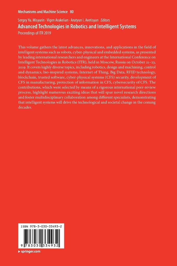 Weitere Ansicht: Advanced Technologies in Robotics and Intelligent Systems