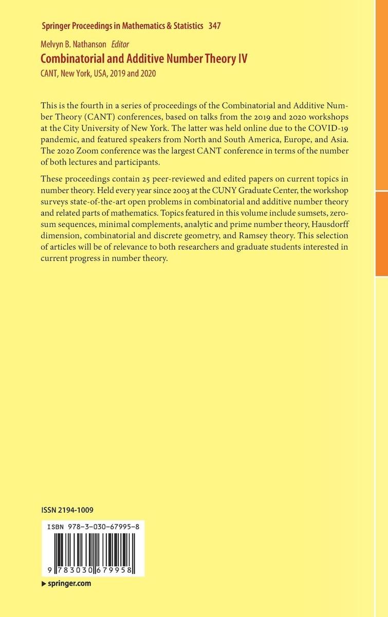 Weitere Ansicht: Combinatorial and Additive Number Theory IV