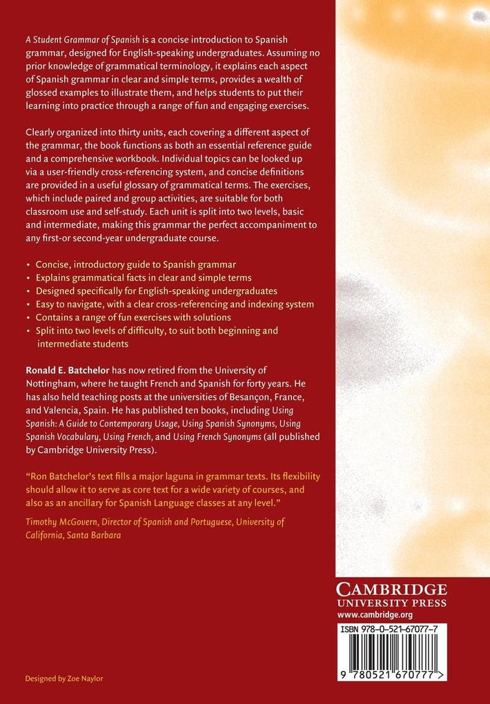 Weitere Ansicht: A Student Grammar of Spanish | Ronald E. Batchelor