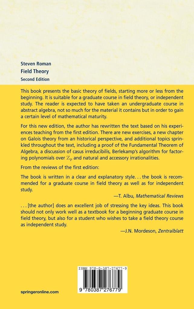 Weitere Ansicht: Field Theory | Steven Roman