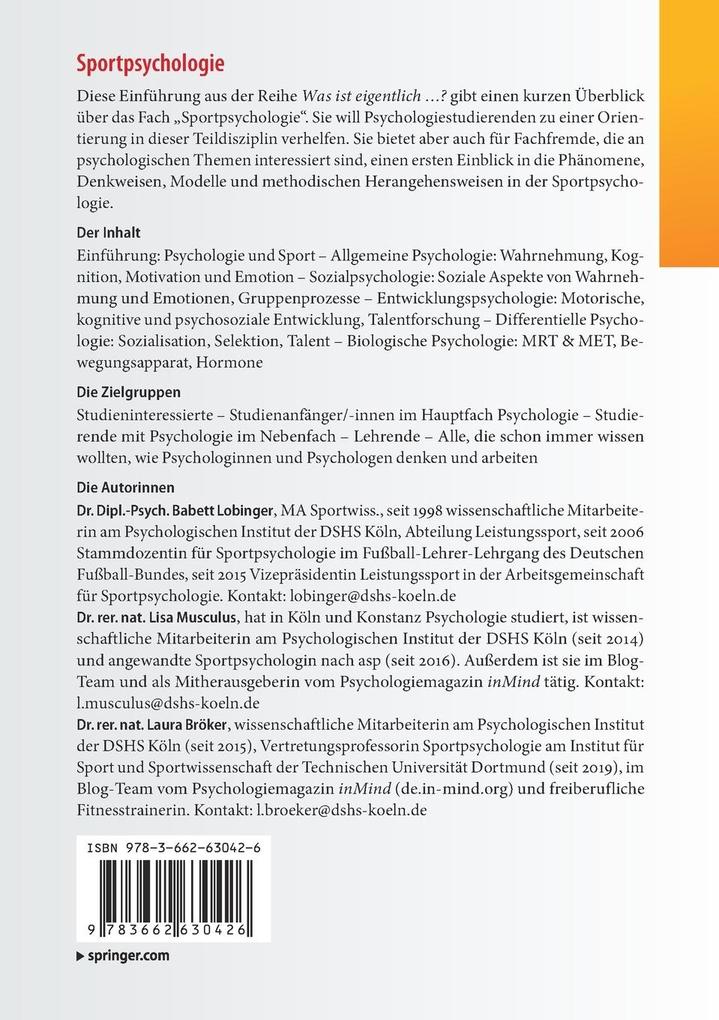 Weitere Ansicht: Sportpsychologie | Babett Lobinger, Lisa Musculus, Laura Bröker
