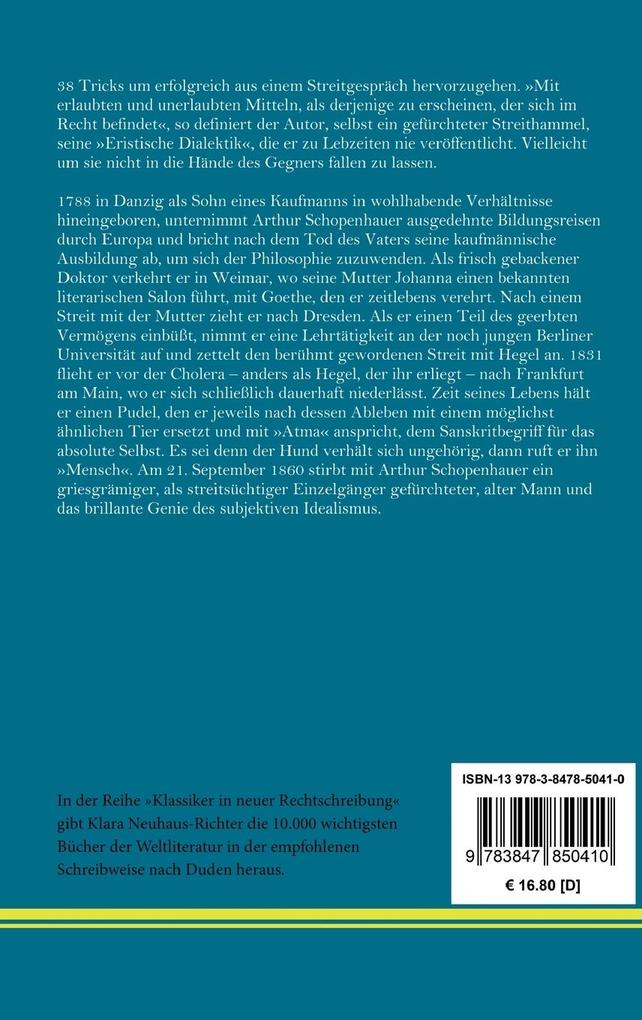 Weitere Ansicht: Die Kunst, recht zu behalten | Arthur Schopenhauer