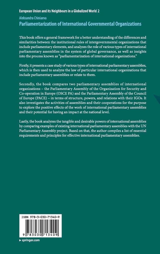 Weitere Ansicht: Parliamentarization of International Governmental Organizations | Aleksandra Chiniaeva
