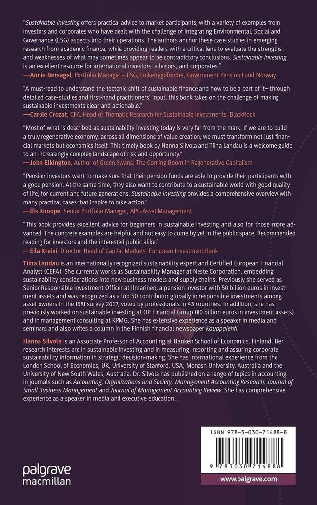 Weitere Ansicht: Sustainable Investing | Hanna Silvola, Tiina Landau
