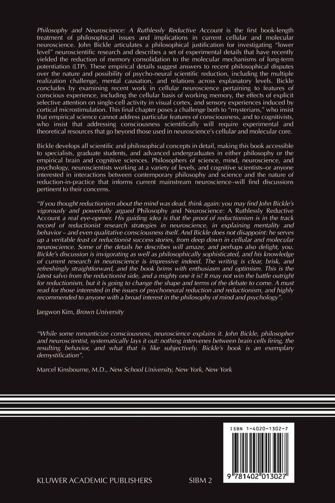 Weitere Ansicht: Philosophy and Neuroscience | J. Bickle