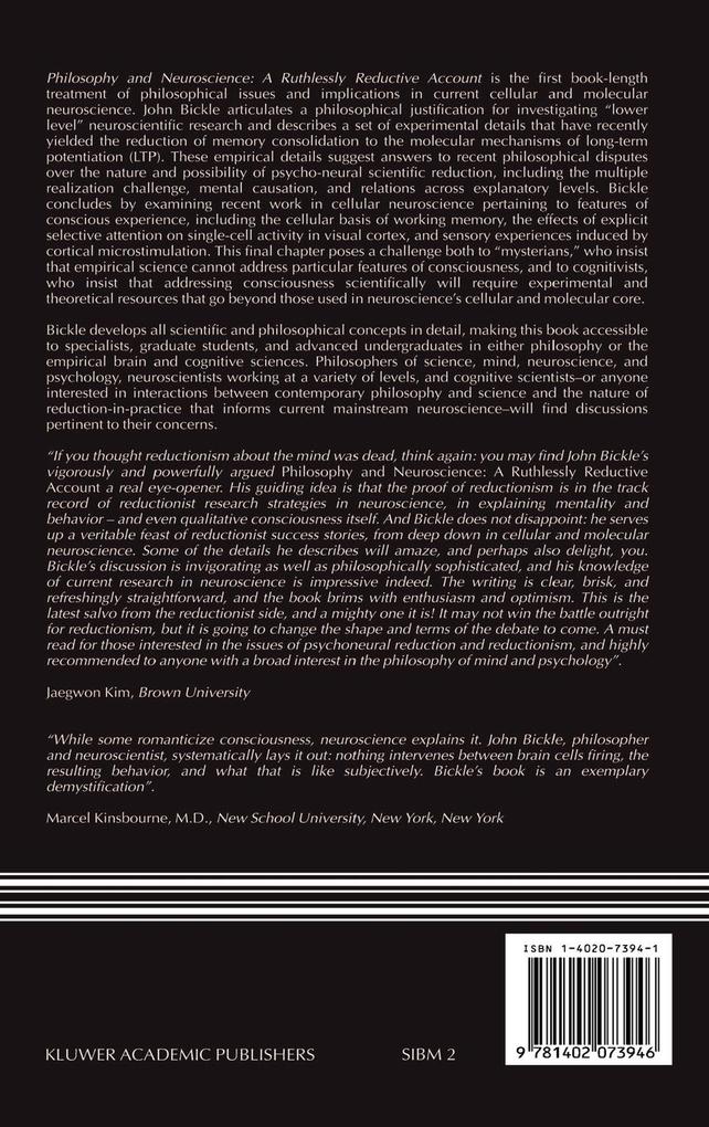 Weitere Ansicht: Philosophy and Neuroscience | J. Bickle