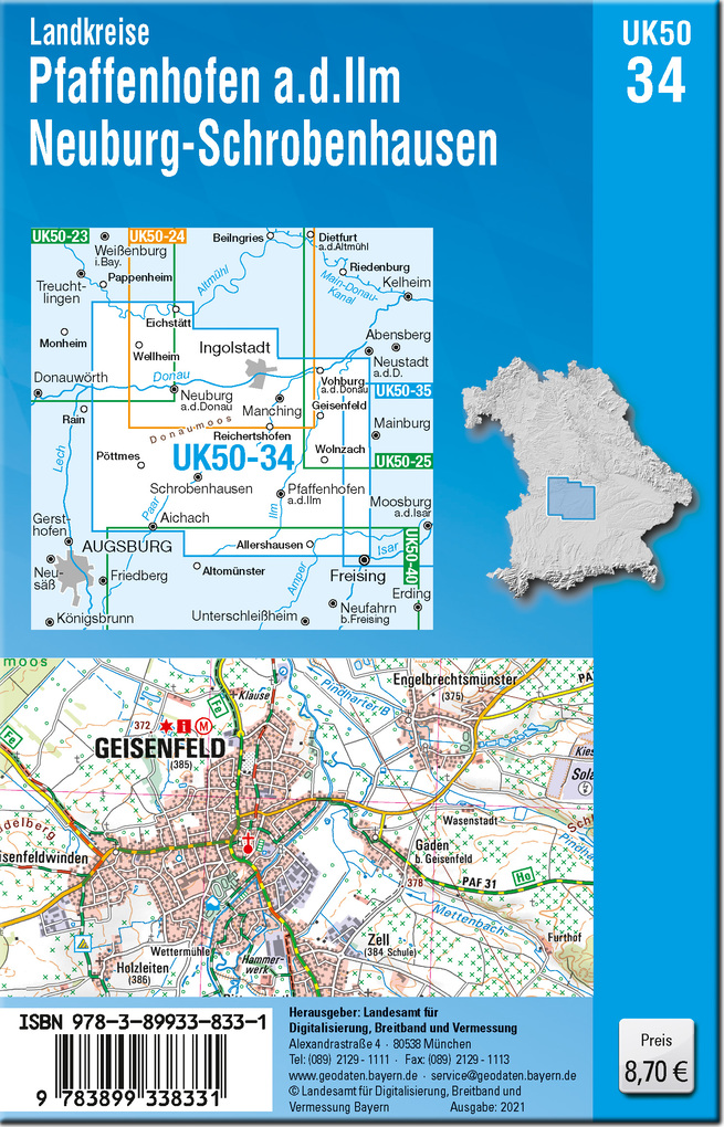 Weitere Ansicht: Pfaffenhofen - Schrobenhausen 1 : 50 000 (UK50-34)