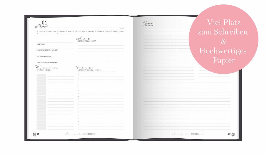 Weitere Ansicht: Rezeptbuch zum Selberschreiben: Großes Kochbuch zum Selberschreiben | Rezeptsammlung für 60 Rezepte & 20 Menüs | | Lisa Wirth