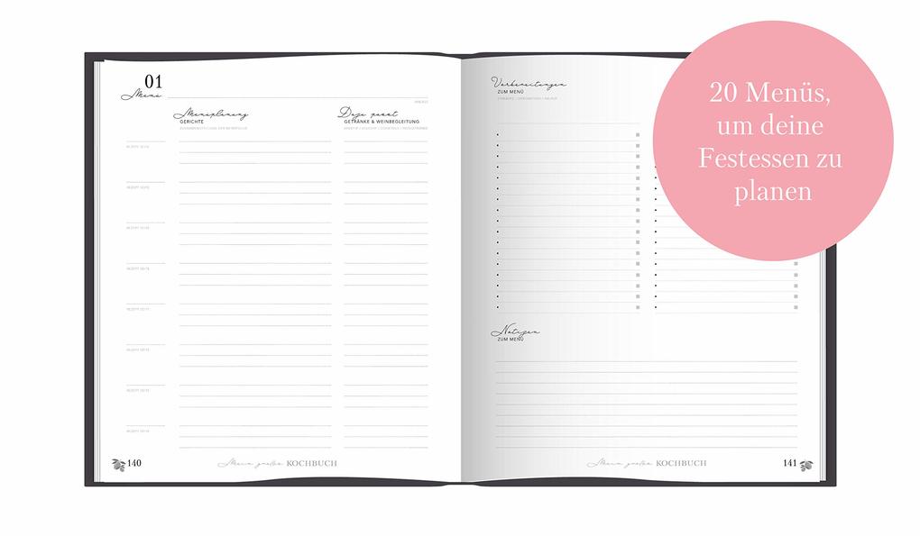 Weitere Ansicht: Rezeptbuch zum Selberschreiben: Großes Kochbuch zum Selberschreiben | Rezeptsammlung für 60 Rezepte & 20 Menüs | | Lisa Wirth