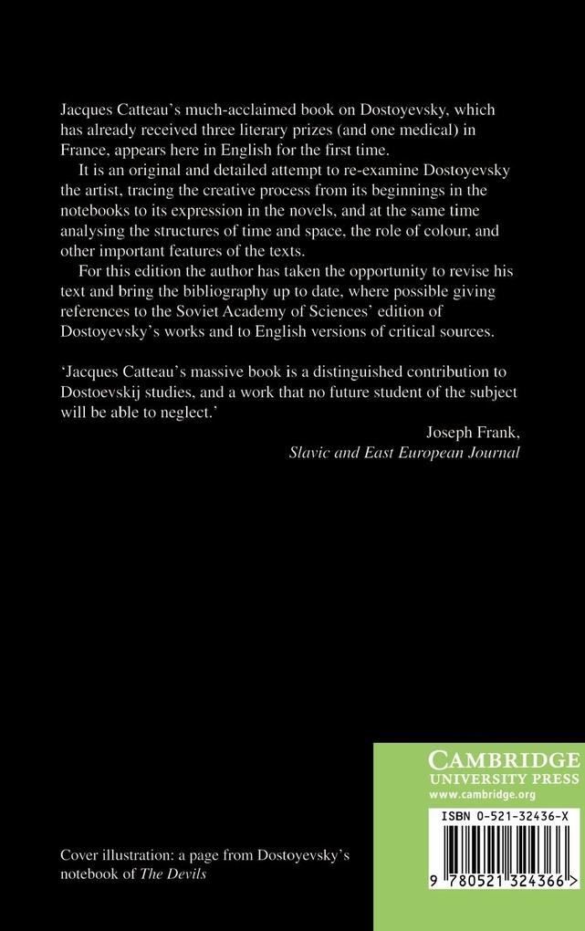 Weitere Ansicht: Dostoyevsky and the Process of Literary Creation | Jacques Catteau