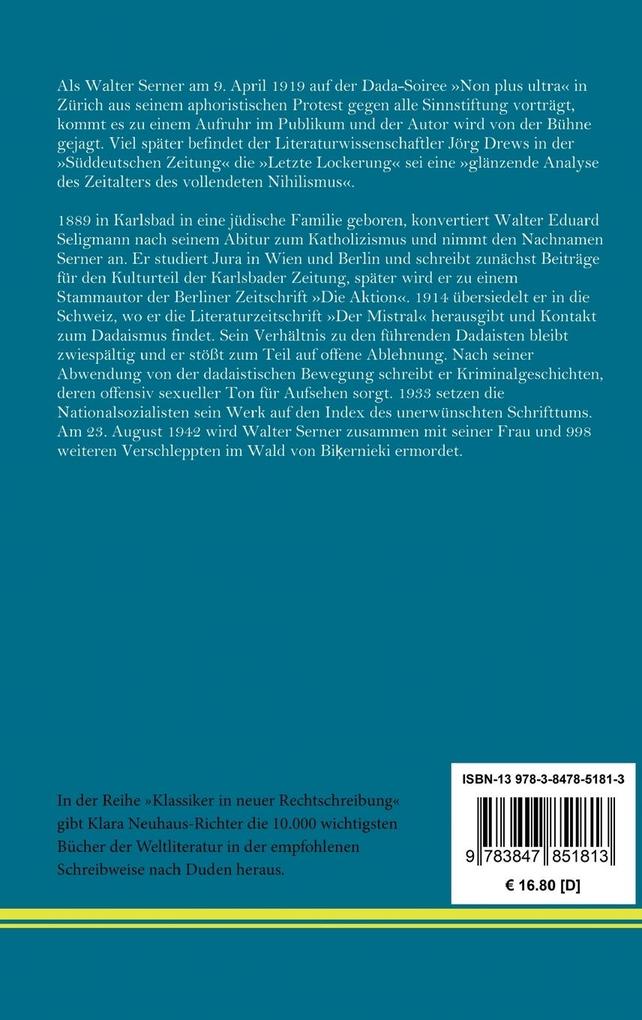 Weitere Ansicht: Letzte Lockerung | Walter Serner