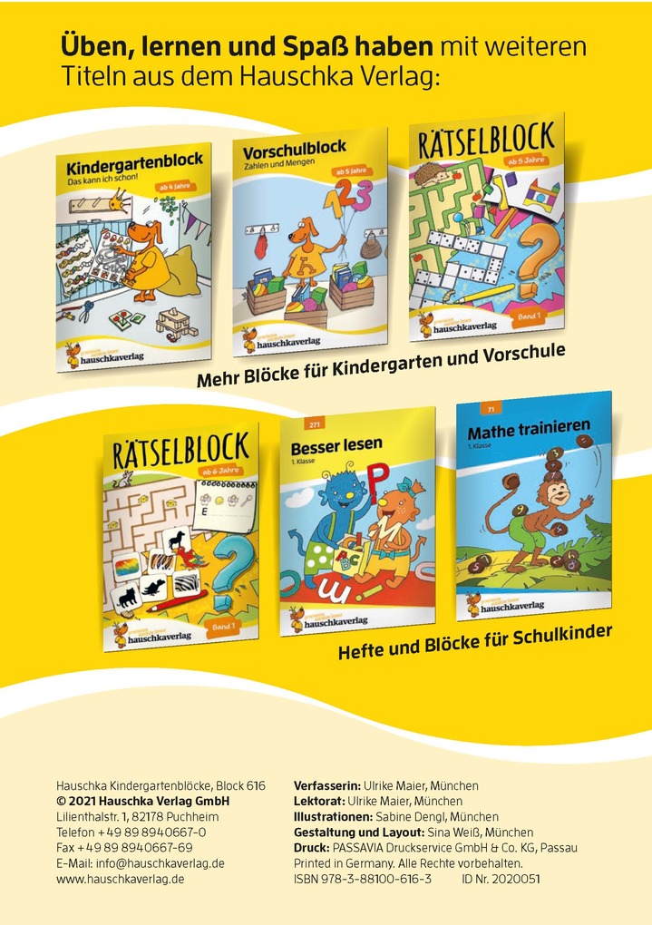 Weitere Ansicht: Kindergartenblock ab 3 Jahre - Meine ersten Rätsel und Denkspiele | Ulrike Maier