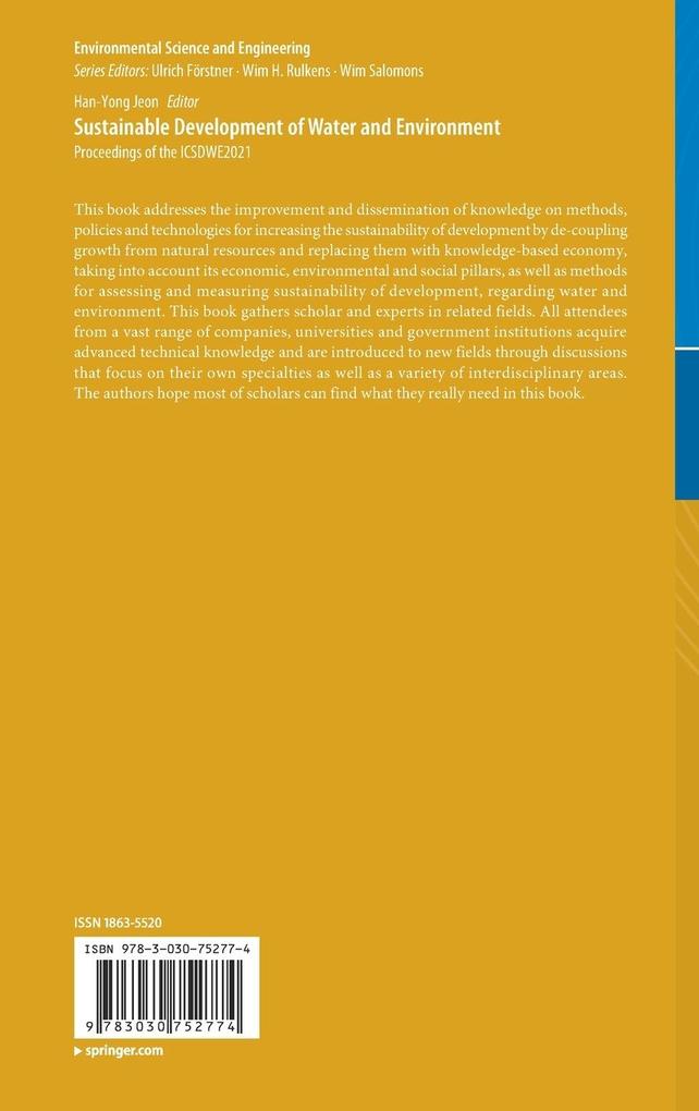 Weitere Ansicht: Sustainable Development of Water and Environment