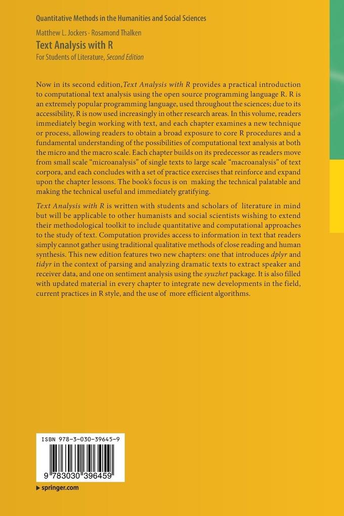Weitere Ansicht: Text Analysis with R | Matthew L. Jockers, Rosamond Thalken