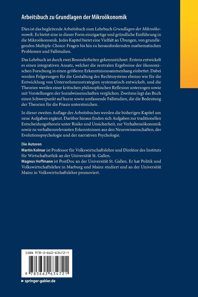 Weitere Ansicht: Arbeitsbuch zu Grundlagen der Mikroökonomik | Martin Kolmar, Magnus Hoffmann