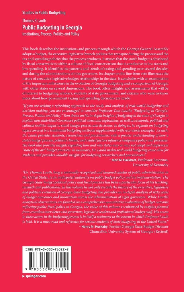 Weitere Ansicht: Public Budgeting in Georgia | Thomas P. Lauth