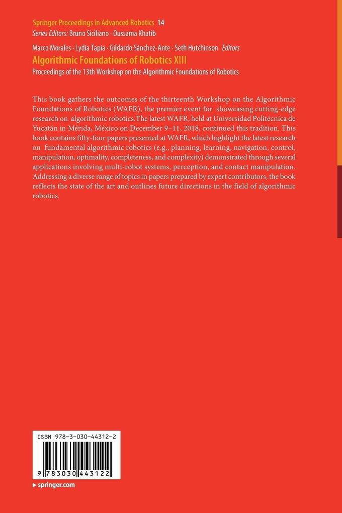 Weitere Ansicht: Algorithmic Foundations of Robotics XIII