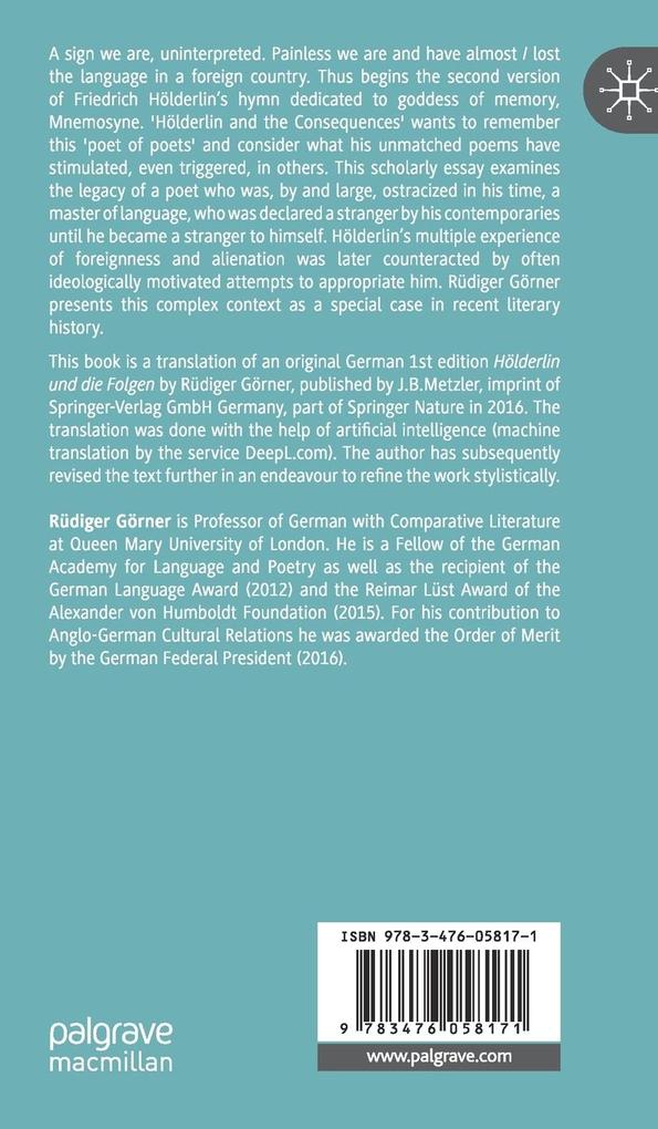 Weitere Ansicht: Hölderlin and the Consequences | Rüdiger Görner