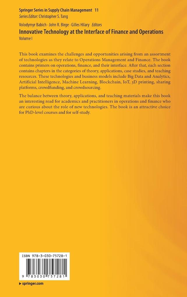 Weitere Ansicht: Innovative Technology at the Interface of Finance and Operations