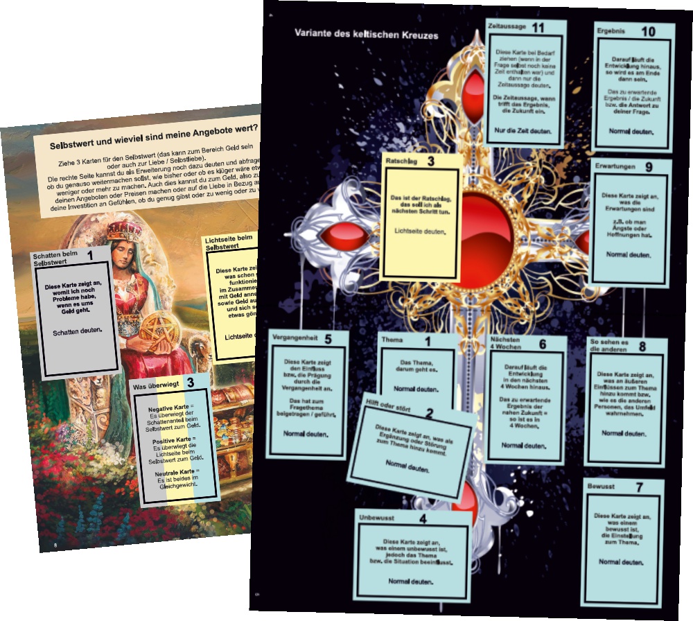 Weitere Ansicht: Legeschablonen Lenormand, Tarot als Unterlage beim Kartenlegen 2 | Angelina Schulze