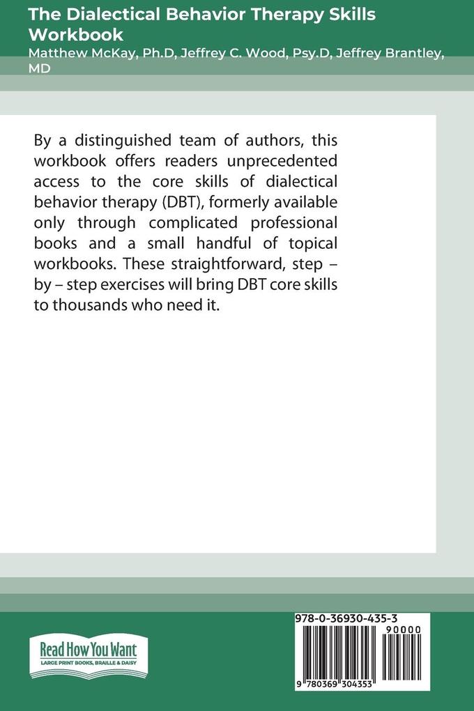 Weitere Ansicht: The Dialectical Behavior Therapy Skills Workbook | Matthew Mckay