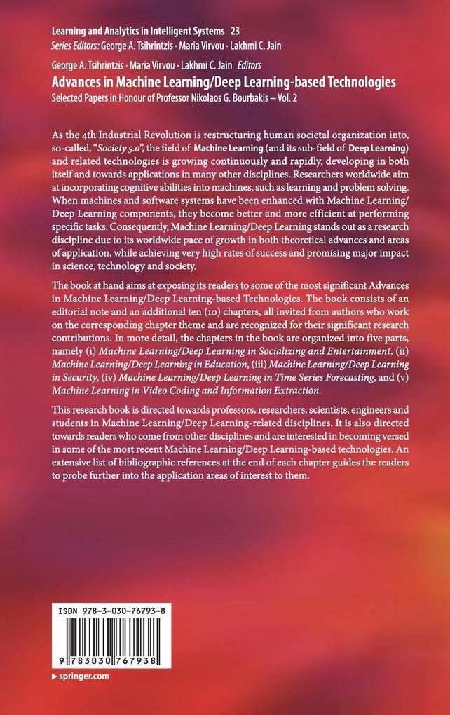 Weitere Ansicht: Advances in Machine Learning/Deep Learning-based Technologies