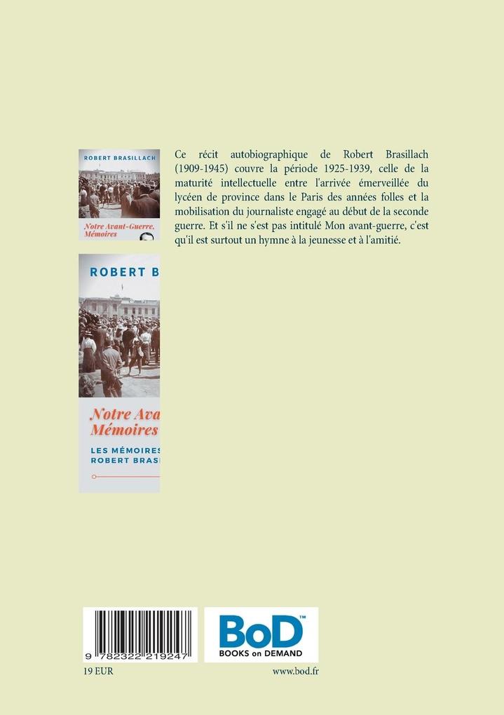 Weitere Ansicht: Notre Avant-Guerre, Mémoires | Robert Brasillach