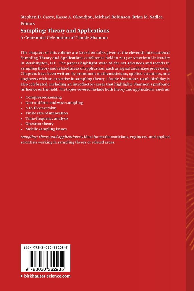 Weitere Ansicht: Sampling: Theory and Applications