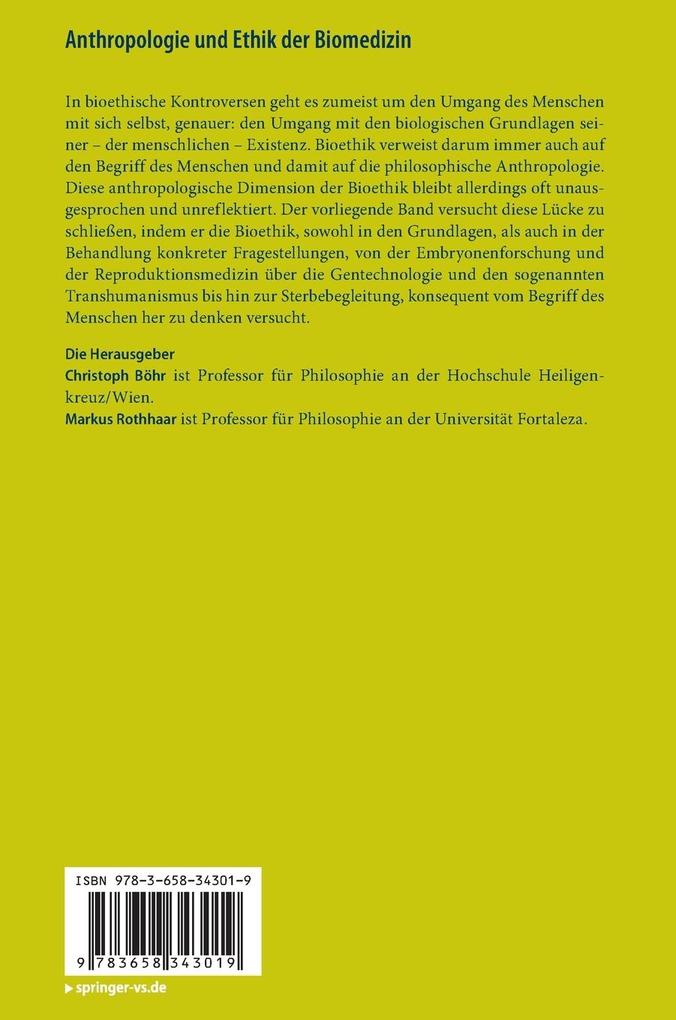 Weitere Ansicht: Anthropologie und Ethik der Biomedizin