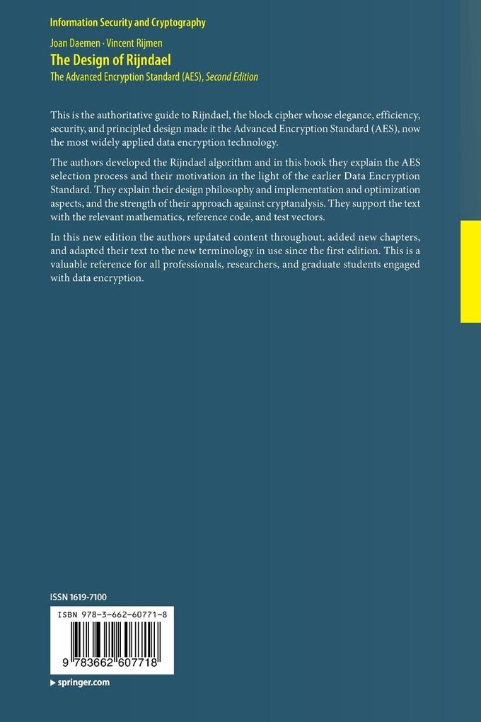Weitere Ansicht: The Design of Rijndael | Joan Daemen, Vincent Rijmen