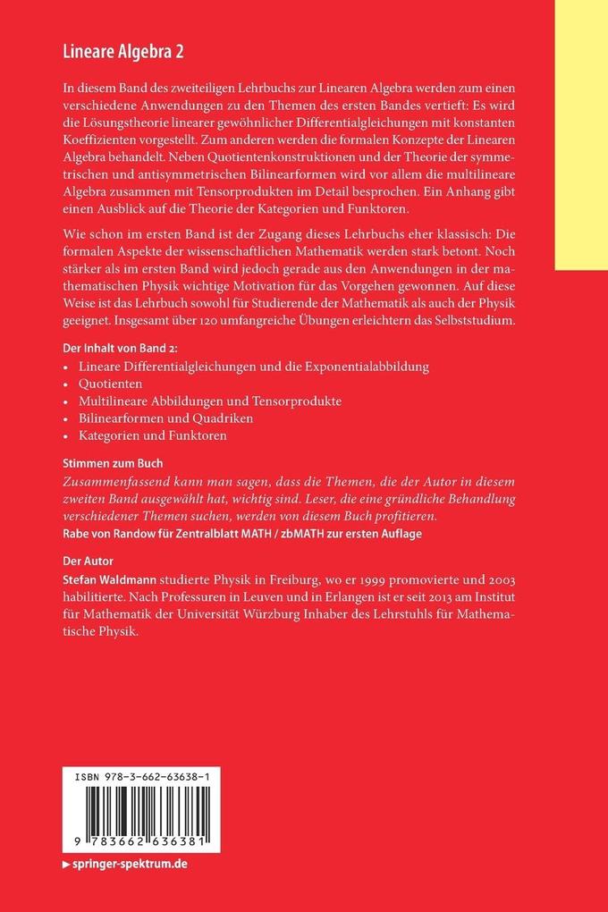 Weitere Ansicht: Lineare Algebra 2 | Stefan Waldmann
