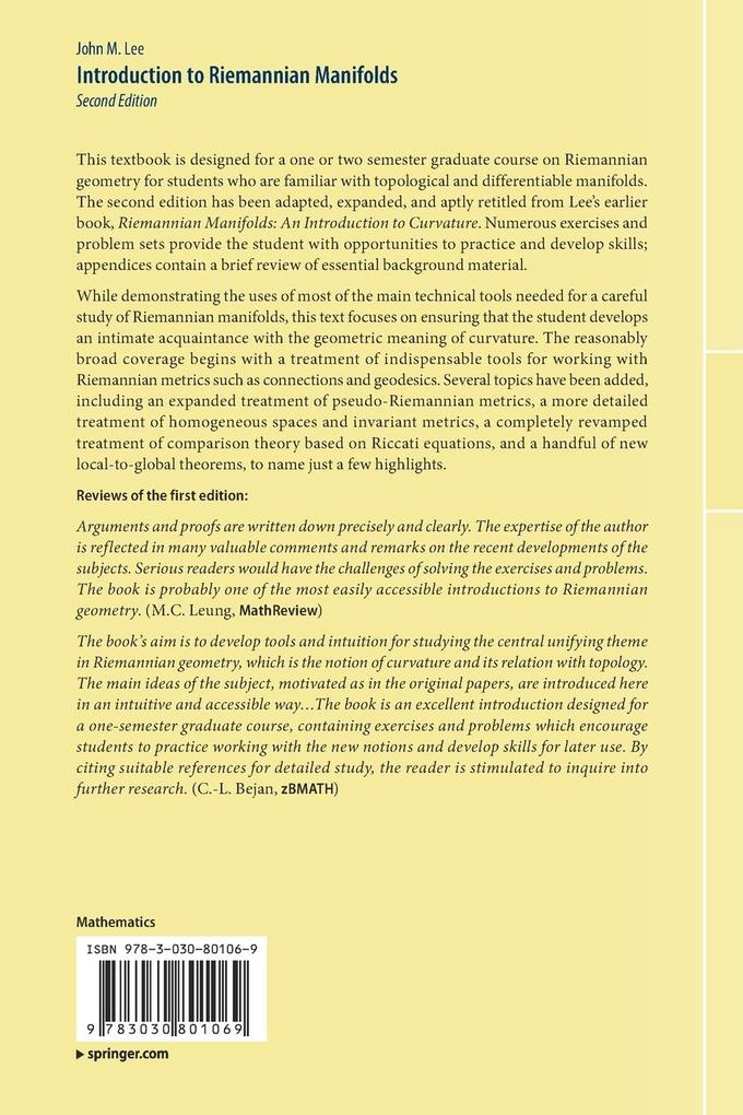 Weitere Ansicht: Introduction to Riemannian Manifolds | John M. Lee