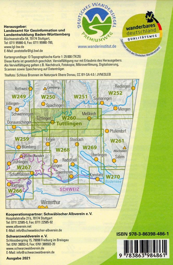 Weitere Ansicht: W260 Wanderkarte 1:25000 Tuttlingen
