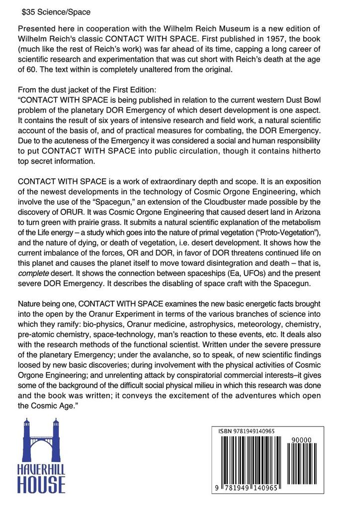 Weitere Ansicht: Contact With Space: Oranur; Second Report 1951 - 1956 | Wilhelm Reich