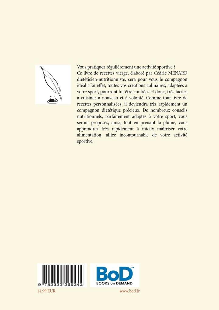 Weitere Ansicht: Mon livre de recettes pour mon activité sportive | Cédric Menard