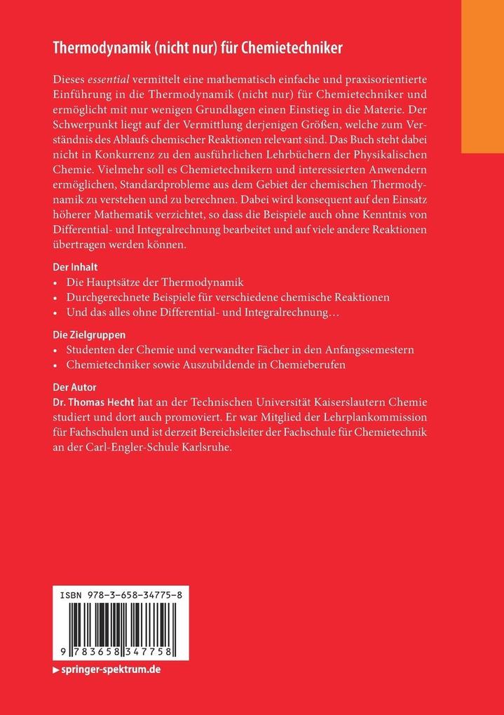 Weitere Ansicht: Thermodynamik (nicht nur) für Chemietechniker | Thomas Hecht