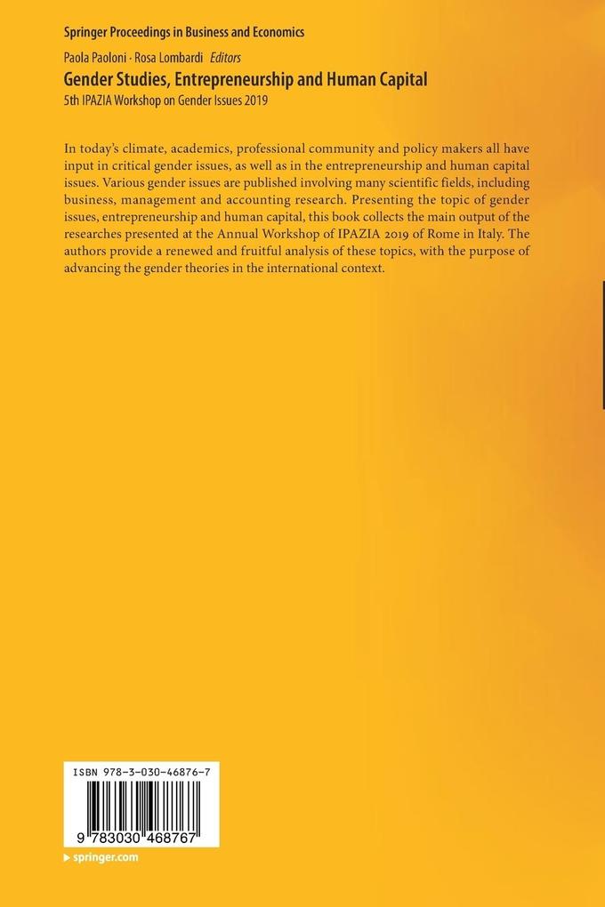 Weitere Ansicht: Gender Studies, Entrepreneurship and Human Capital
