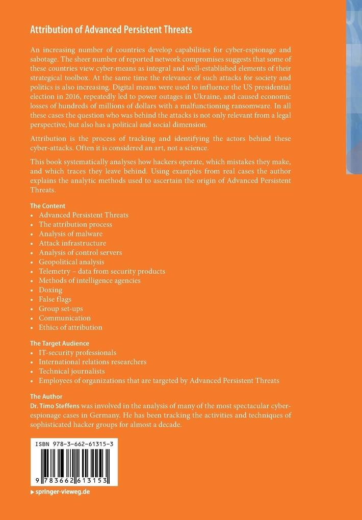 Weitere Ansicht: Attribution of Advanced Persistent Threats | Timo Steffens