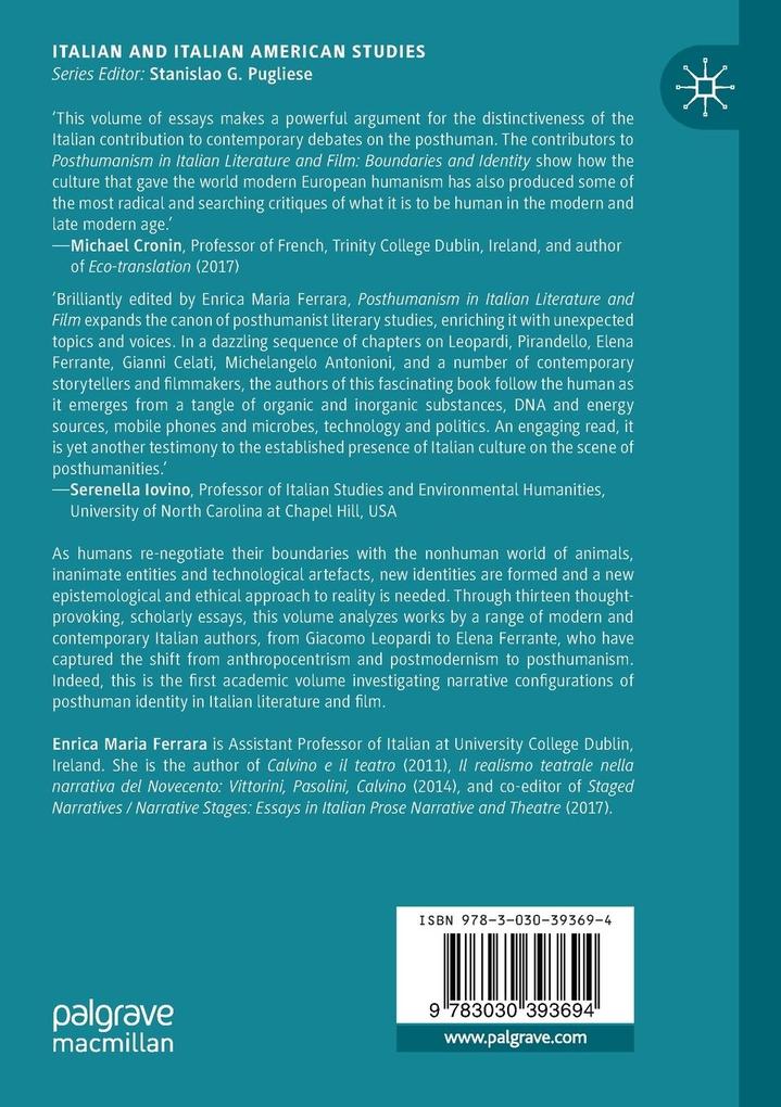 Weitere Ansicht: Posthumanism in Italian Literature and Film