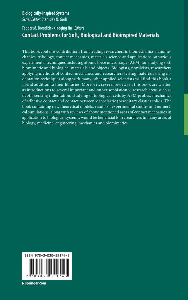 Weitere Ansicht: Contact Problems for Soft, Biological and Bioinspired Materials